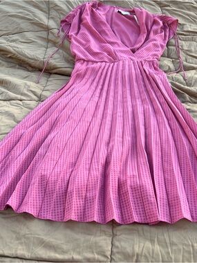 Gal Meets Glam Angelica Pleated Midi Dress Dried Rose Pink Size 6